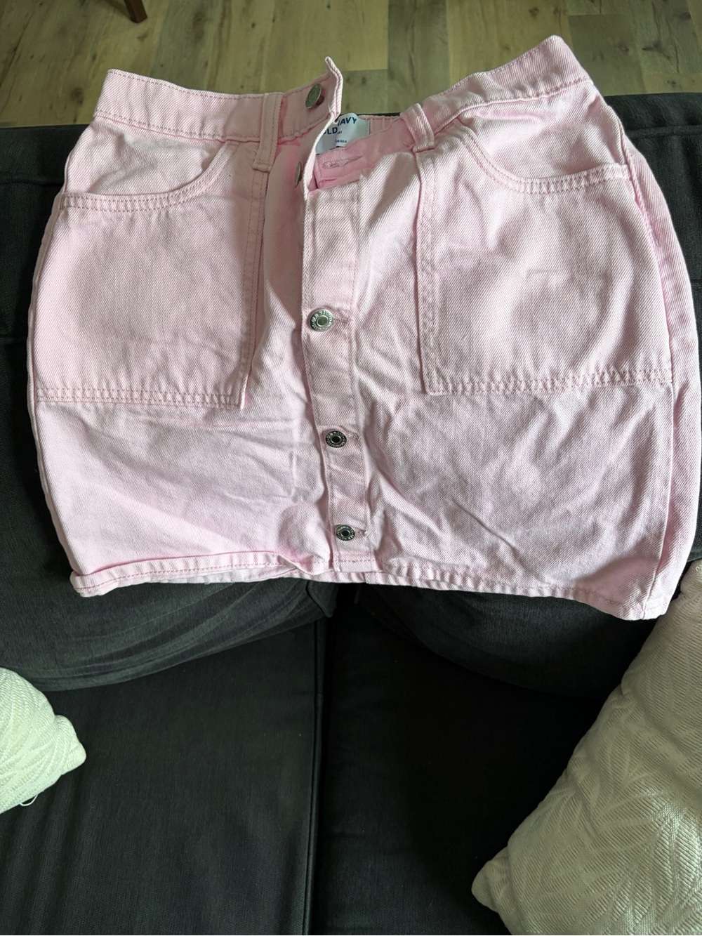 Old Navy Light Pink Button-Front Denim Skirt
